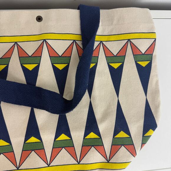 8th Gen Butterfly Dreams Tribal Native Ethnic Cotton Beige/Navy/Yellow Tote Bag - Picture 3 of 5